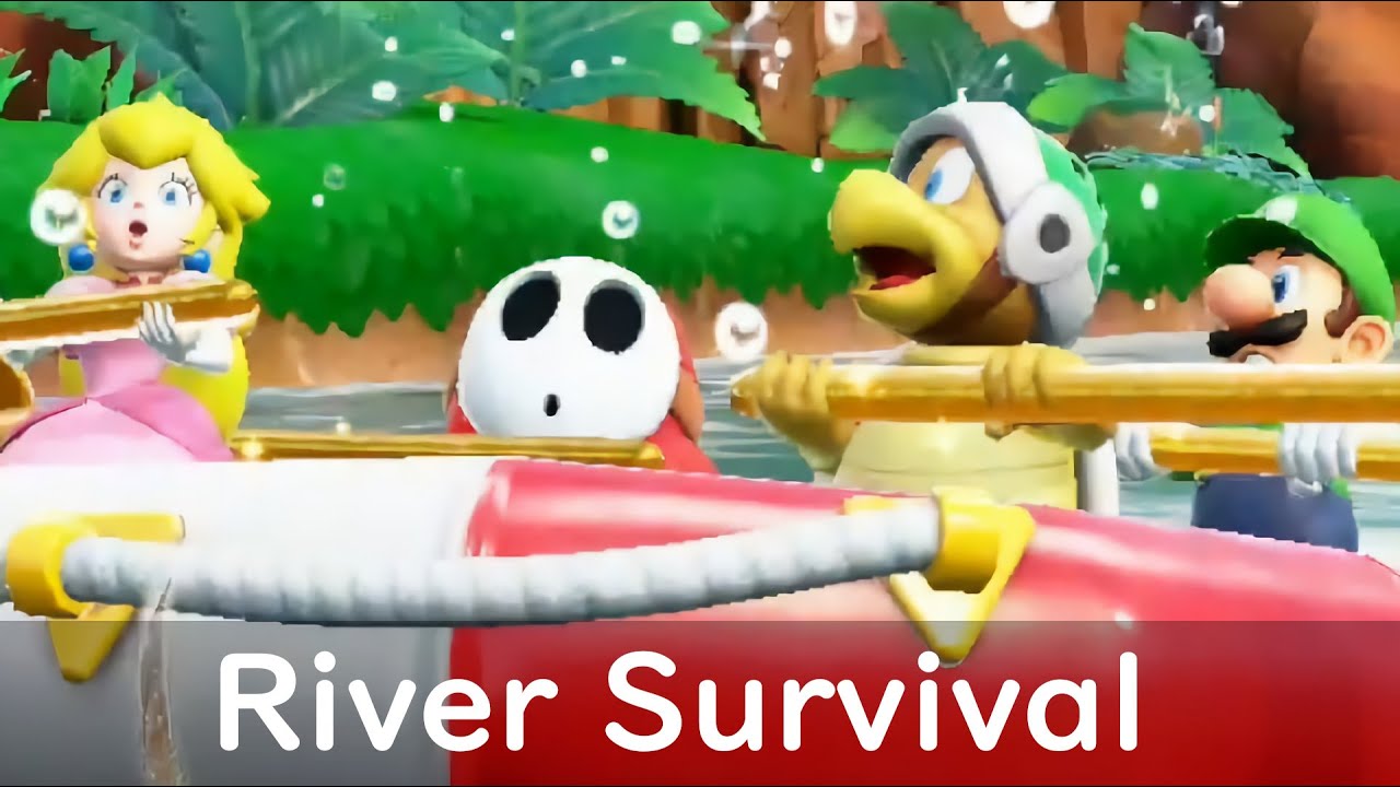 Super Mario Party River Survival Hammer Bro with Peach Luigi and Shy Guy