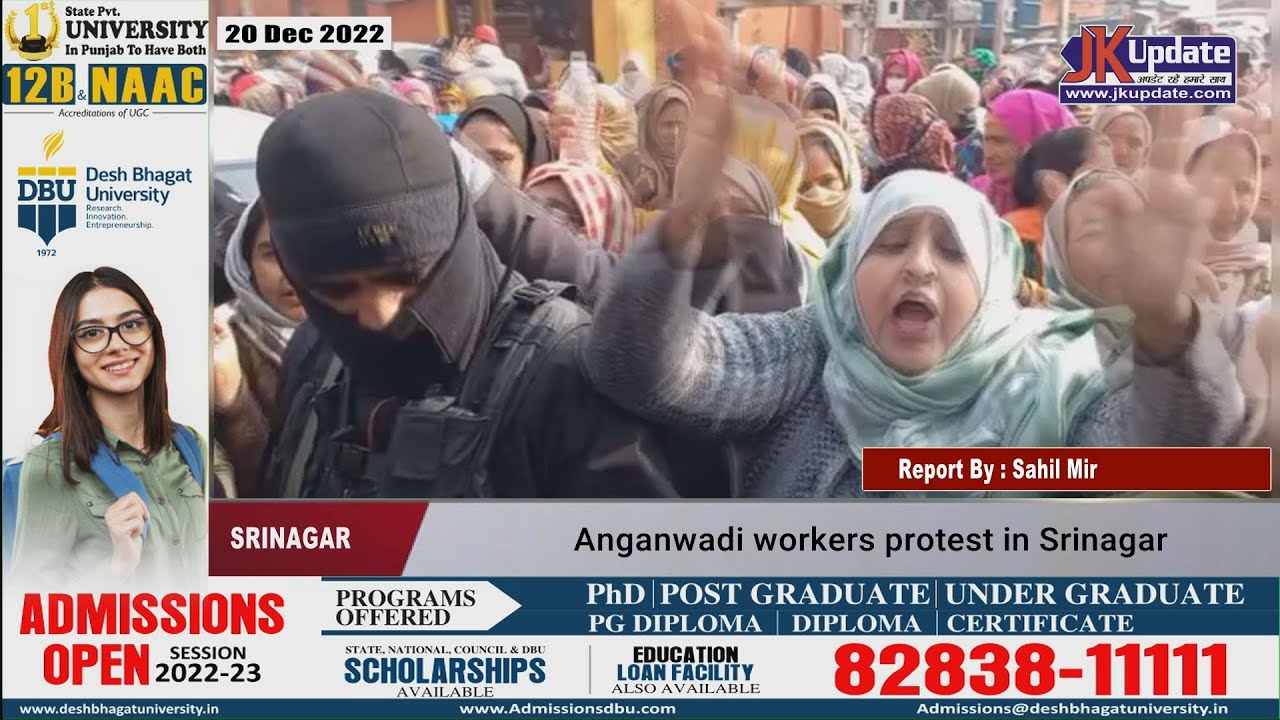 Anganwadi workers protest in Srinagar