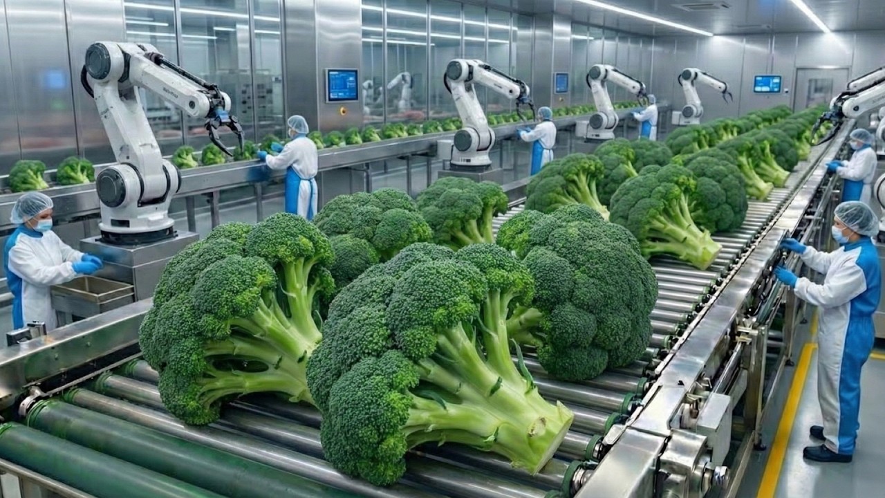 Dentro de la fábrica de brócoli de Estados Unidos: de la granja a la mesa (proceso completo)
