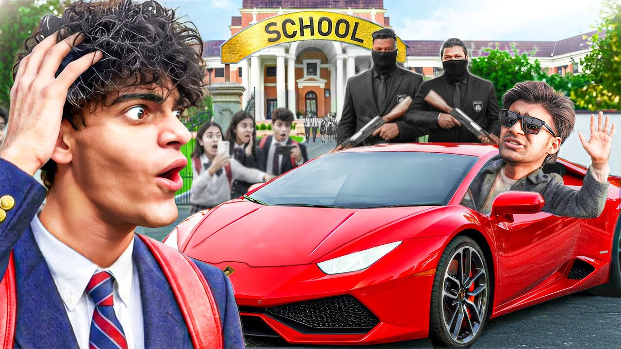 GRAND SUPER CAR ENTRY IN SCHOOL FAREWELL 🤯 Surprising My Brother !!
