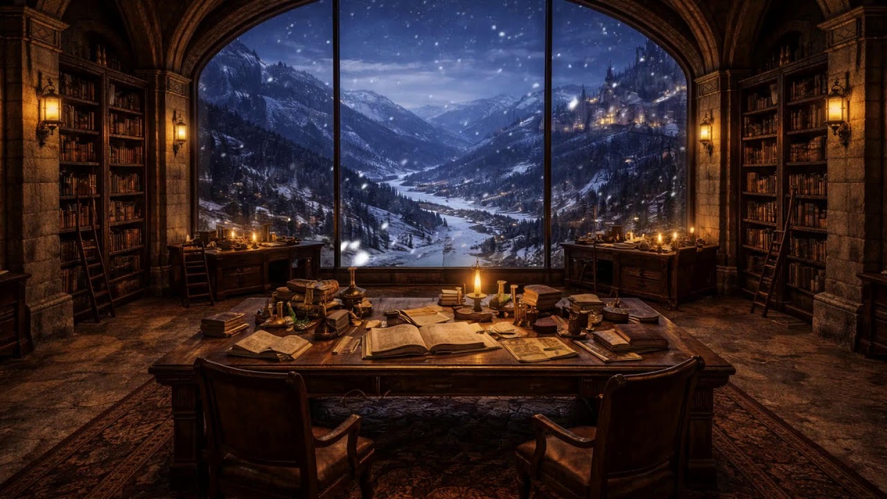 Midnight Reverie 🌙 Dark Academia Calm Reading Ambience