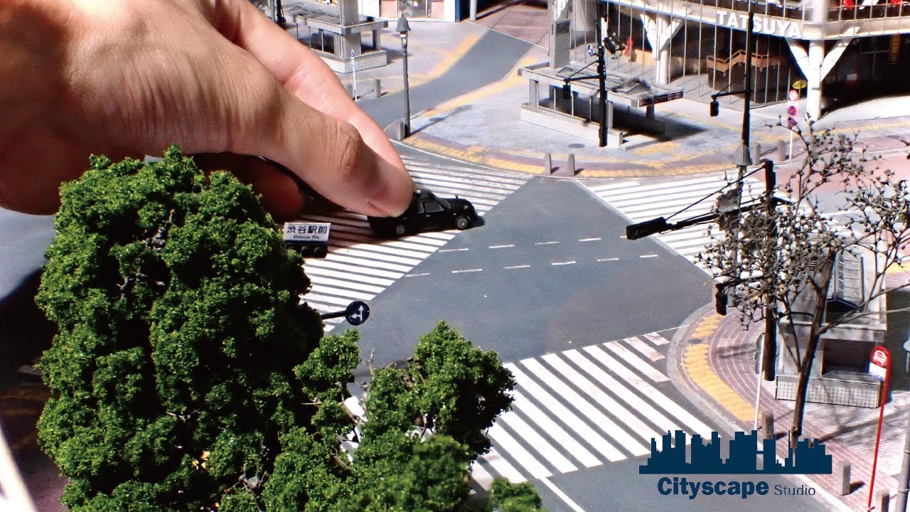 【スクランブル交差点再現ジオラマ】Part4 渋谷の道路をNゲージサイズでつくる Making a Diorama of the Shibuya Crossing in Tokyo