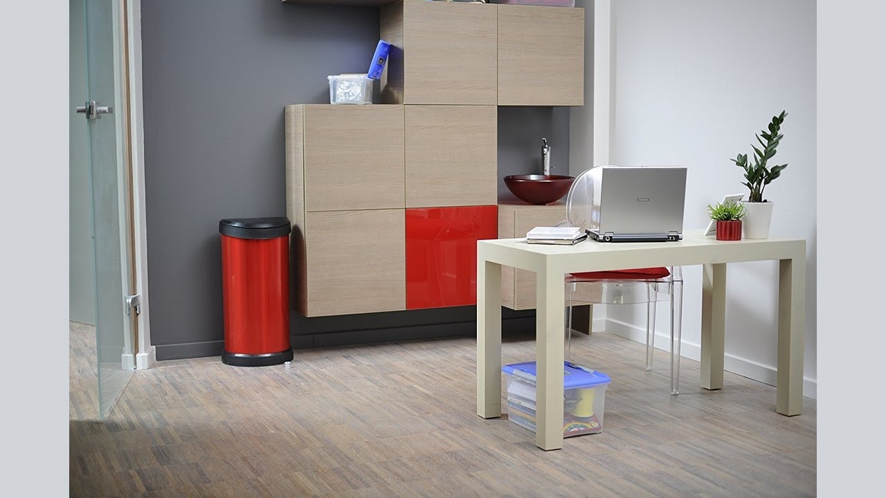 Curver 40 Litre Metal Effect One Touch Deco Bin, Red