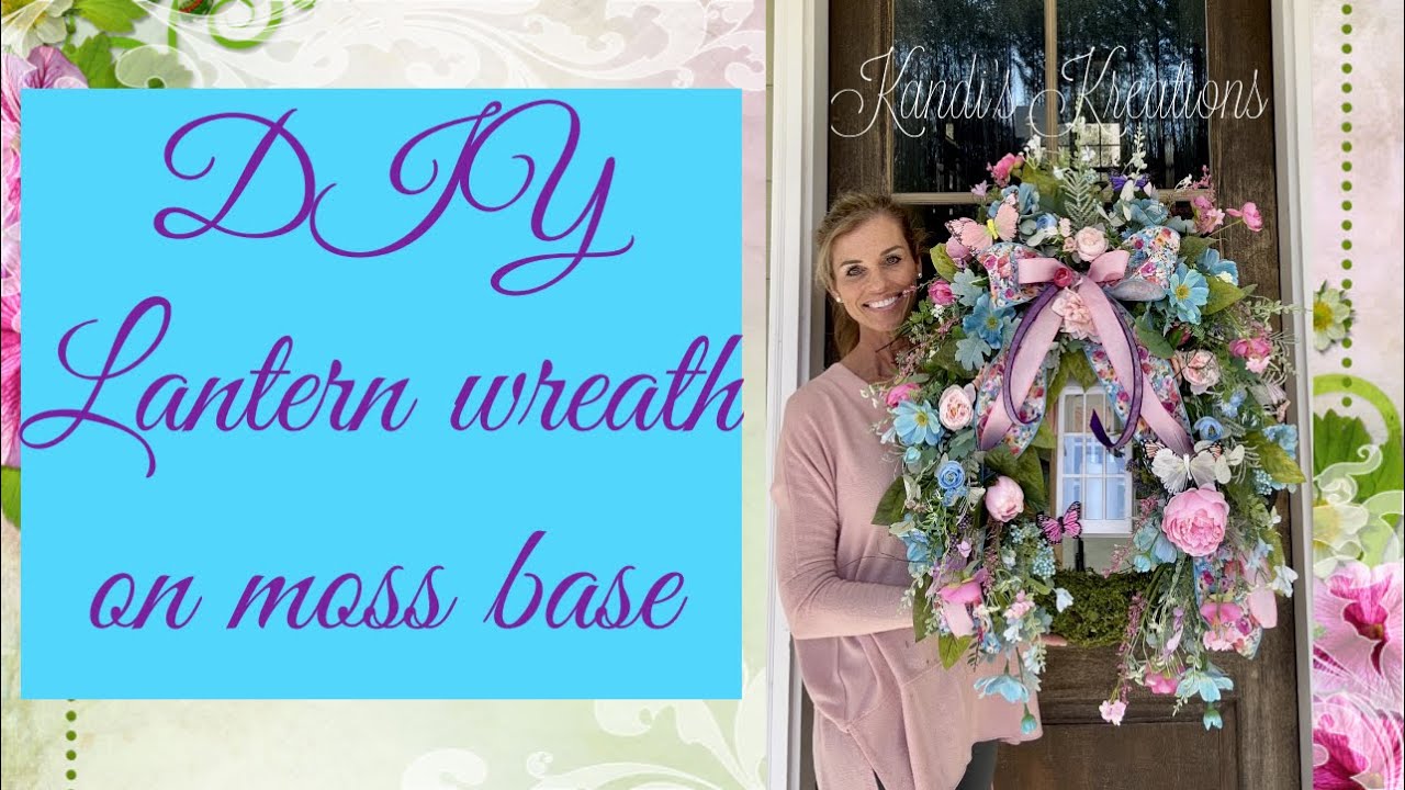 DIY Summer lantern wreath on moss frame