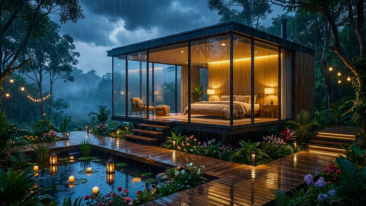 Relaxing Rain Ambience in a Luxury Cabin for Sleep, Overthinking, Anxiety, Insomnia & Stress Relief