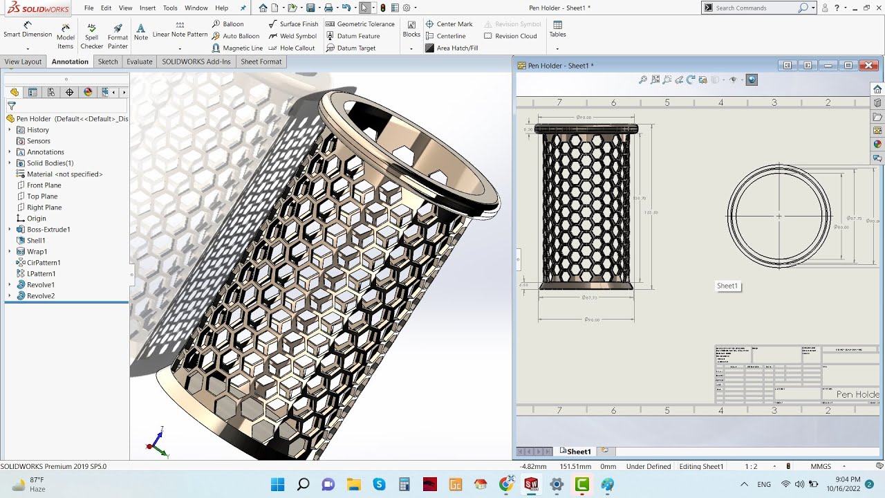 Solidwork: Pen Holder Design Tutorial for Beginners