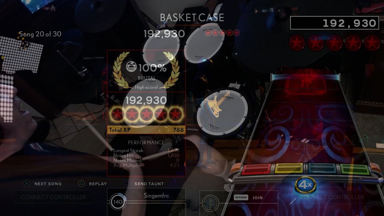 Rock Band 4 Pro Drums BRUTAL Mode - Basket Case by Green Day 100% FC Full Combo