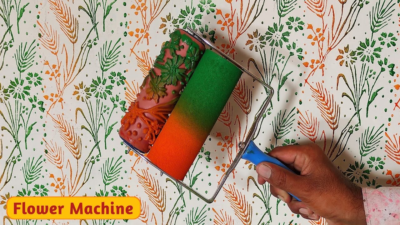 Decorative flowers on wall with soft Pattern Roller | Danish Paint & tech
