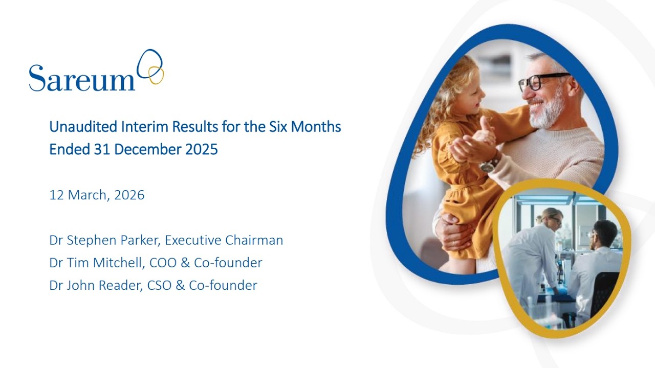 SAREUM HOLDINGS PLC - Unaudited financial results for the six months ended 31 December 2025