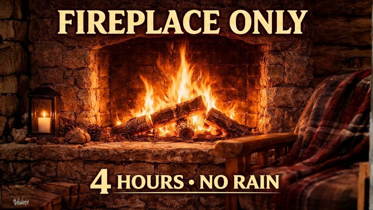 Fireplace Crackling Sound | No Rain, No Wind | 4 Hours Cozy Ambience