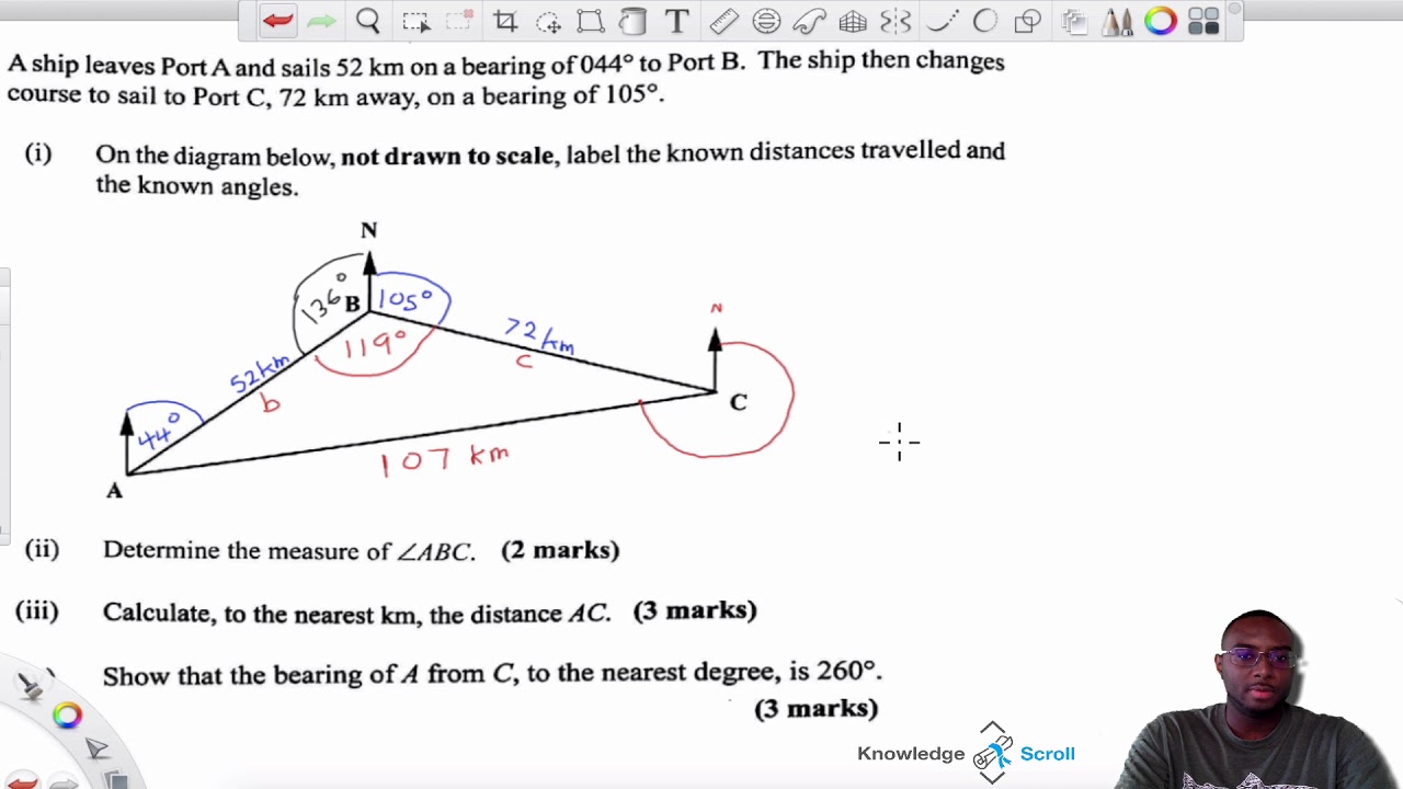 CSEC Mathematics Bearings Practice Problem