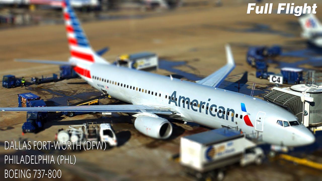 American Airlines Полный полет | Даллас Форт-Уорт в Филадельфии | Boeing 737-800 ** с ATC **