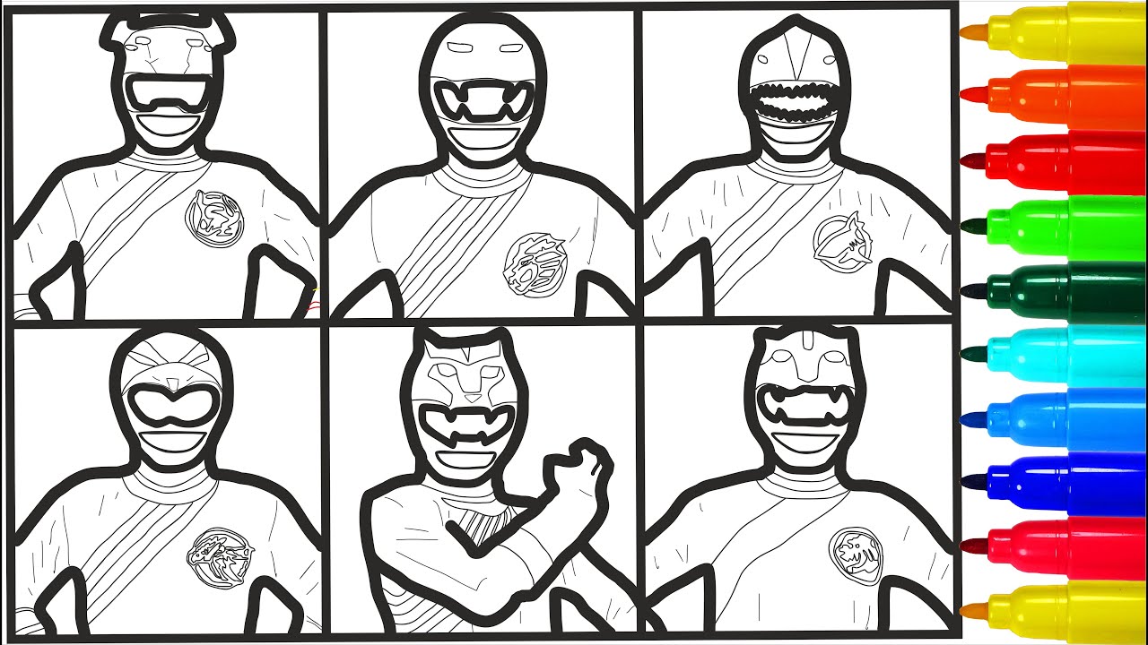 Power Rangers Faces of the Heroes Coloring Pages
