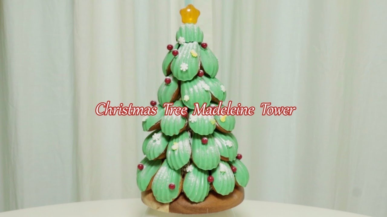 (SUB)미니 마들렌으로 만드는 크리스마스 트리 오브제🌳 Christmas Tree Madeleine :::연말 홈파티 베이킹::