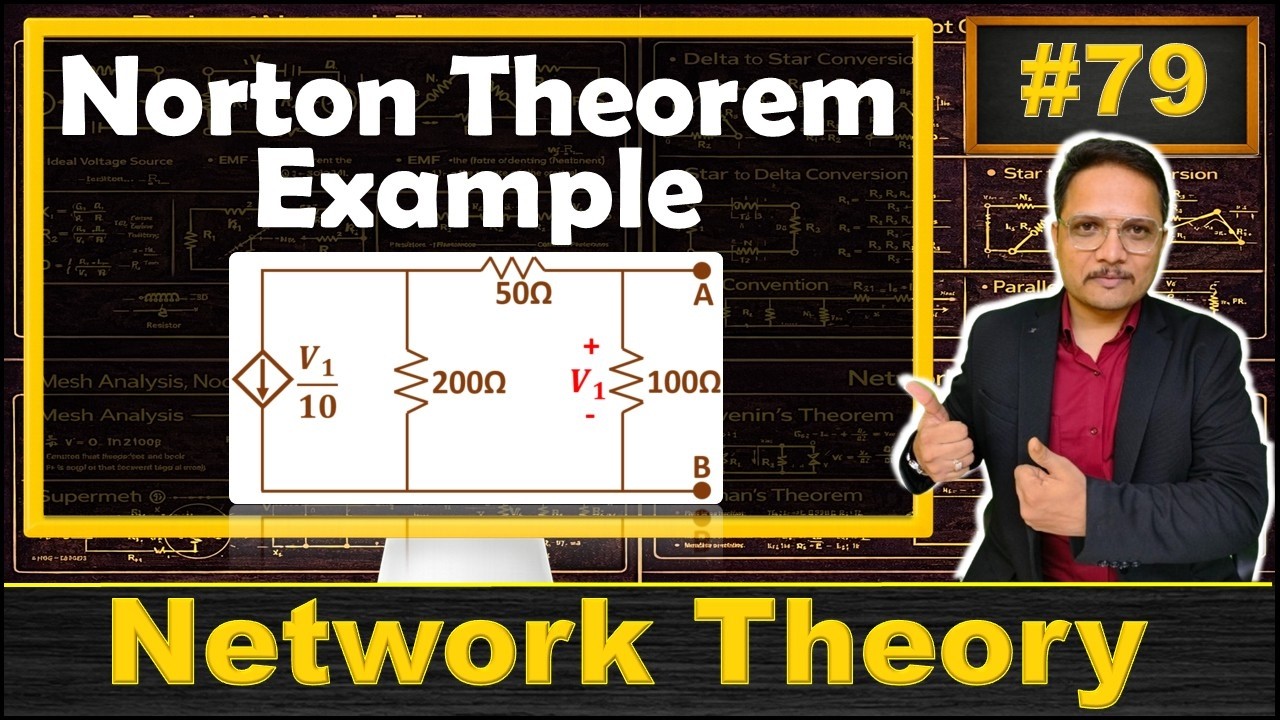 2 - Norton's Theorem Example with Dependent Source: Solved Problem