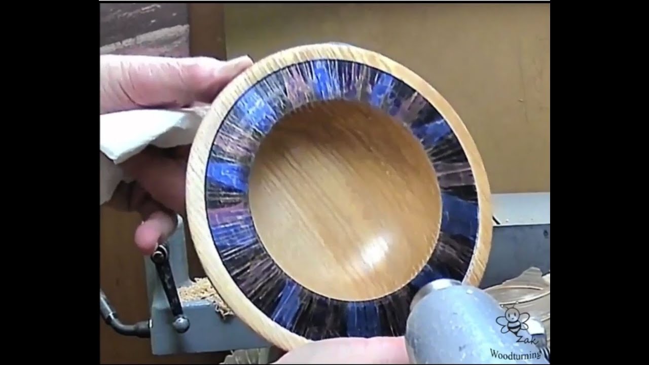 coloured Ash bowl using Jo Sonja Iridescent paint and Chestnut finish