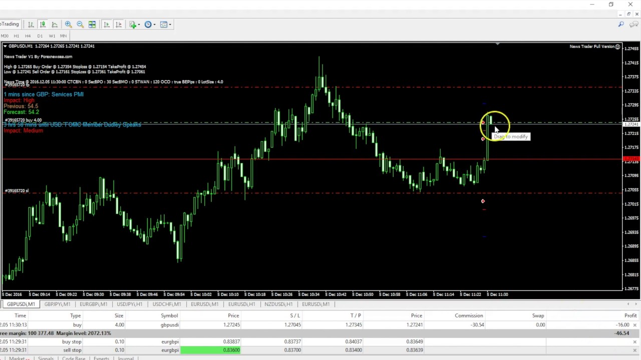 Forex News EA demonstration