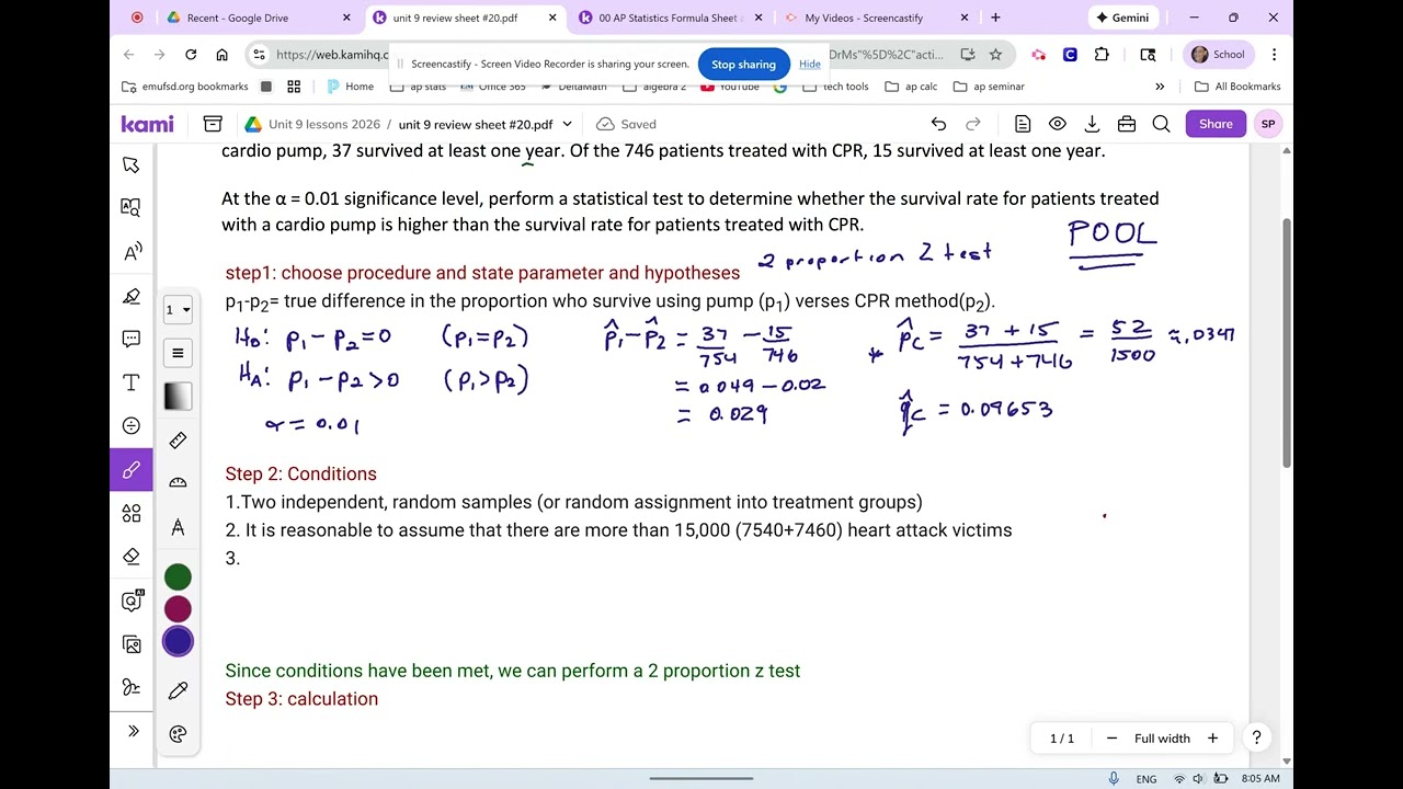 AP Statistics Unit 9 review sheet #20 revised