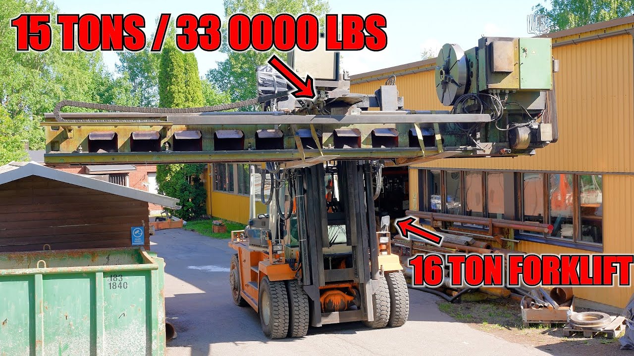 Moving Giant 30ft Lathe With Huge Forklift