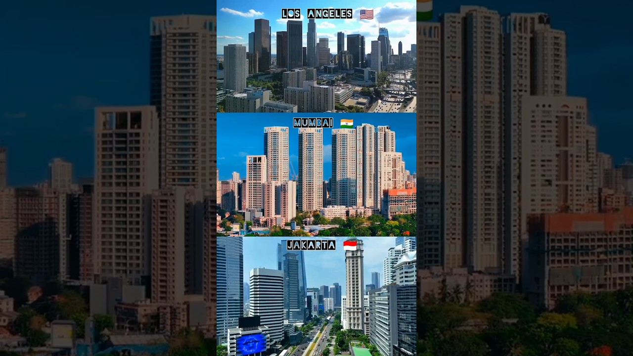 Los Angeles 🇺🇲 V's mumbai 🇮🇳 V's jakarta 🇮🇩 #asiancities #drone #skyview #india #skyscraper #jakarta