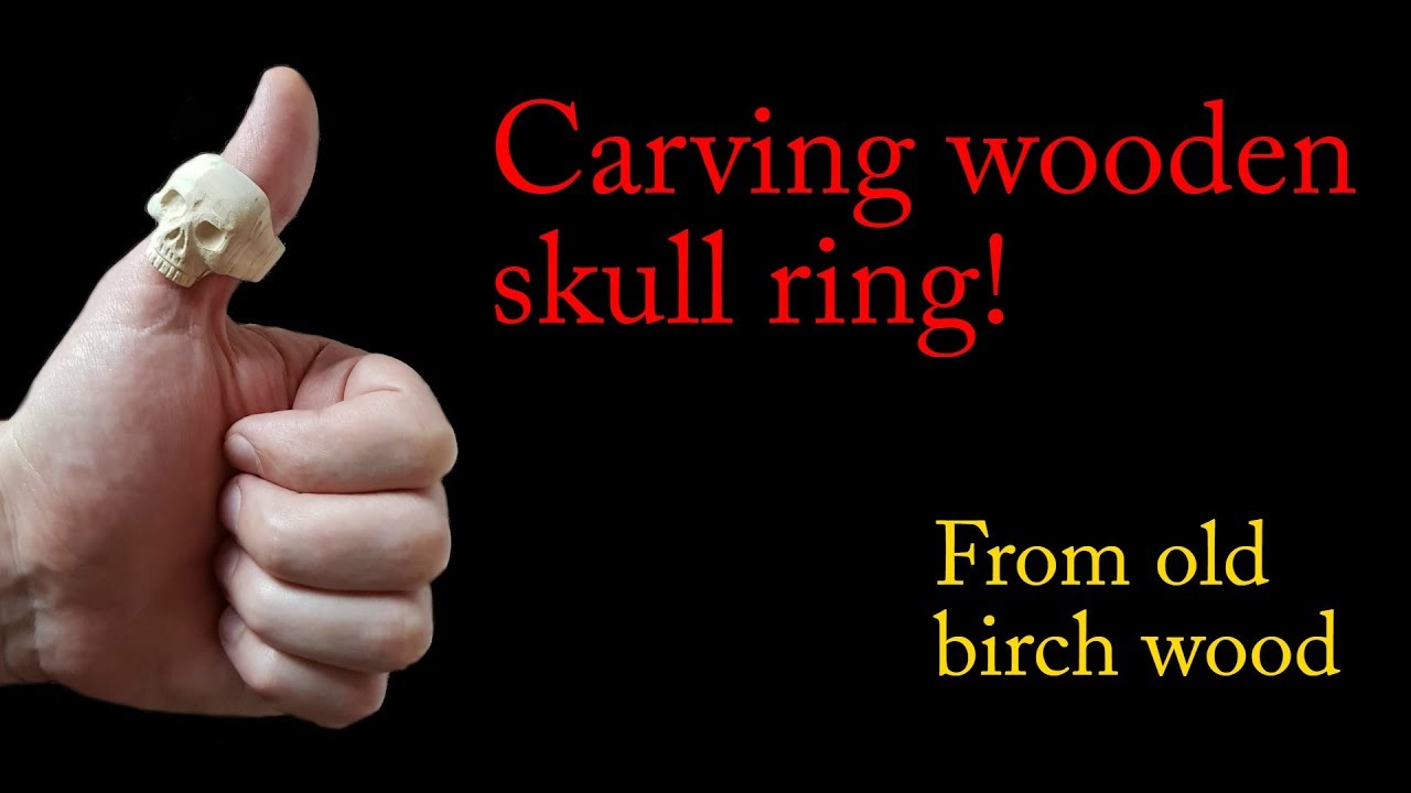 Carving Wood. Carving Wooden Skull ring. Drožti kaukolę.