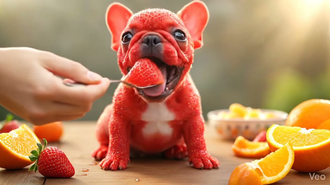 The Sweetest Snack! 🍓 Watermelon & Strawberry Pups Having a Blast!