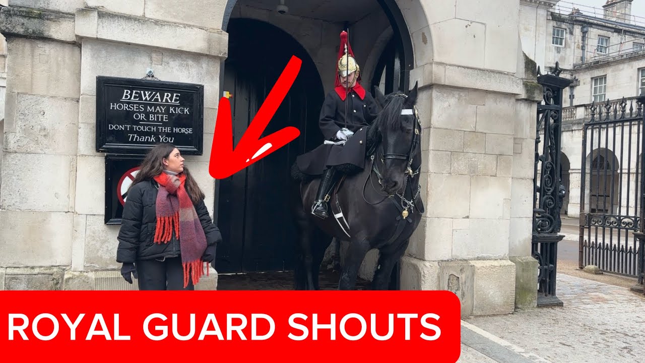 Lady Stands Inside White Line – Royal Guard Shouts Instantly