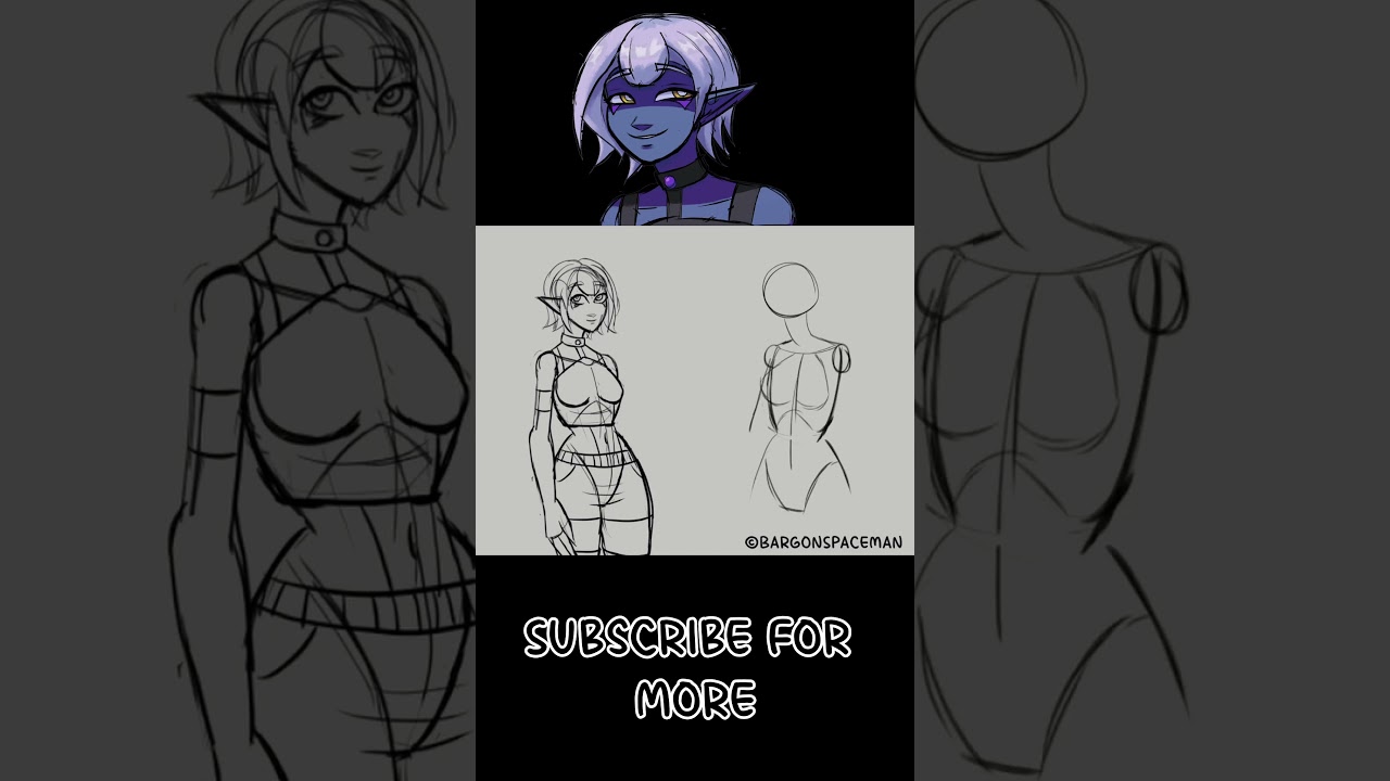 Practicing Drawing Ribcages then drawing Aura and Kanna. Short