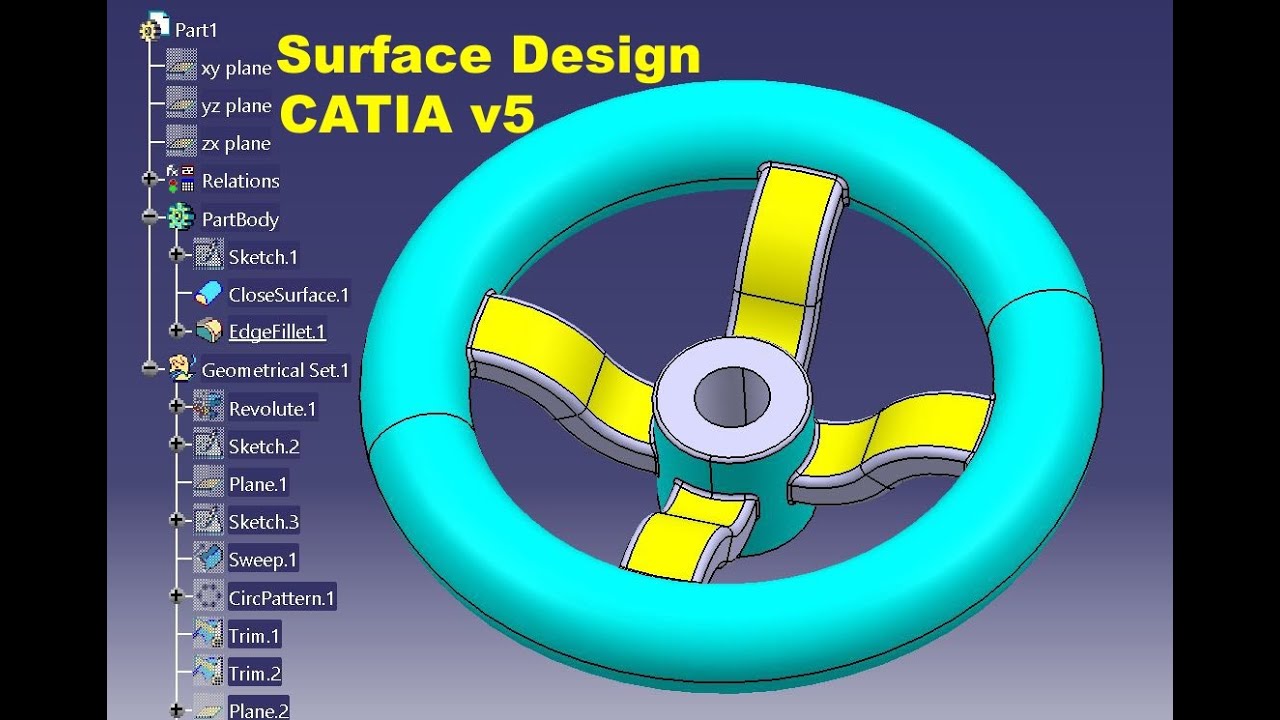 How to create a mechanical part using CATIA Generative Shape Design and Part Design 65
