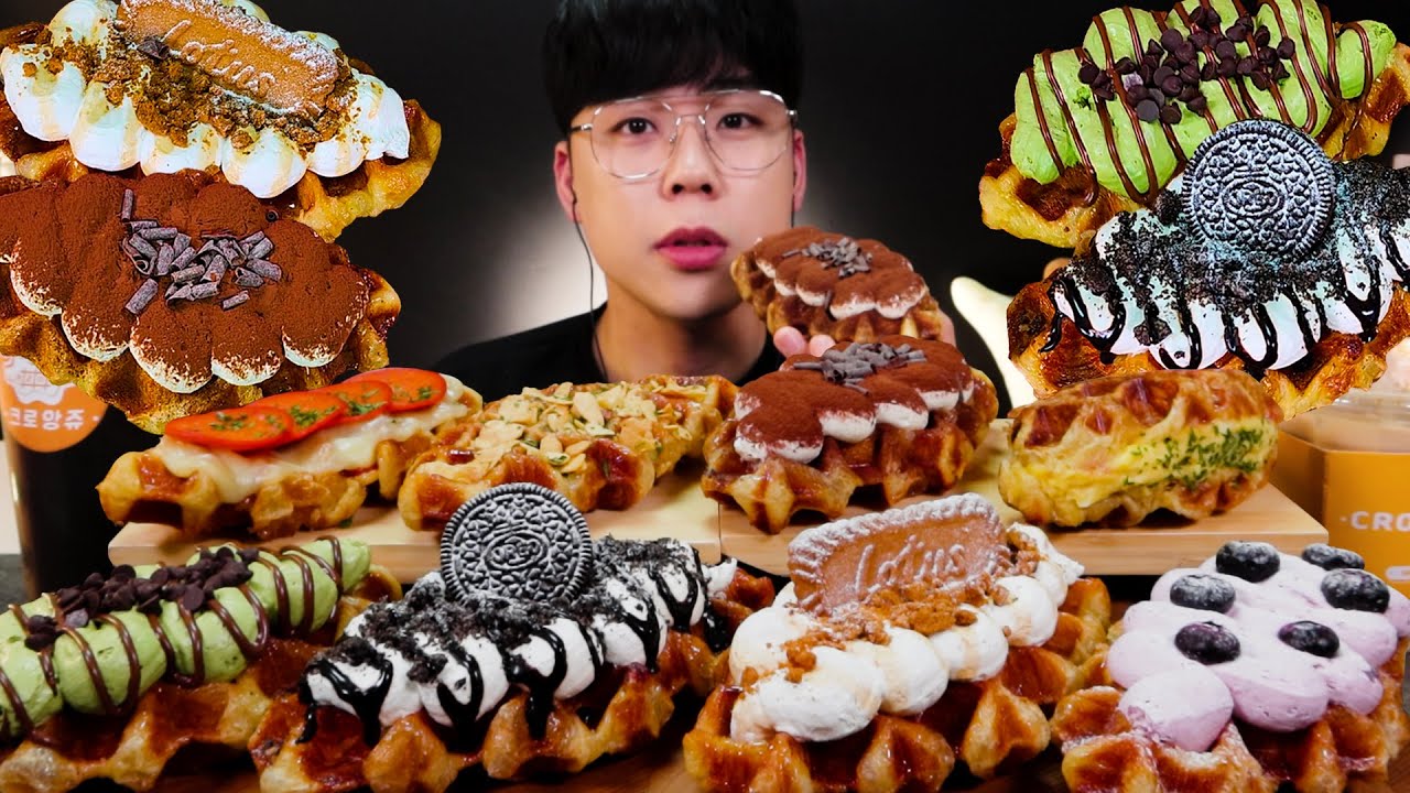 🧇크림 크로플 찐 맛집 크로앙쥬 크로플 먹방 리얼사운드 CREAM CROFFLE ASMR MUKBANG REAL SOUND クリーム·クロッフル