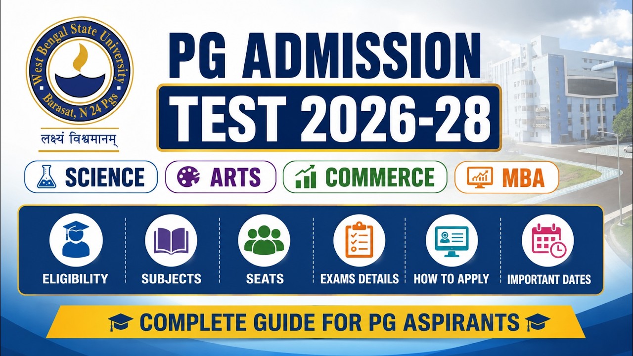 West Bengal State University (WBSU) PG Admission 2026-28 | MA MSc MCom MBA Admission & Test Schedule