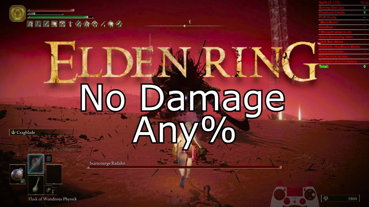 Elden Ring NO DAMAGE ANY% RUN (Hitless+Damageless)
