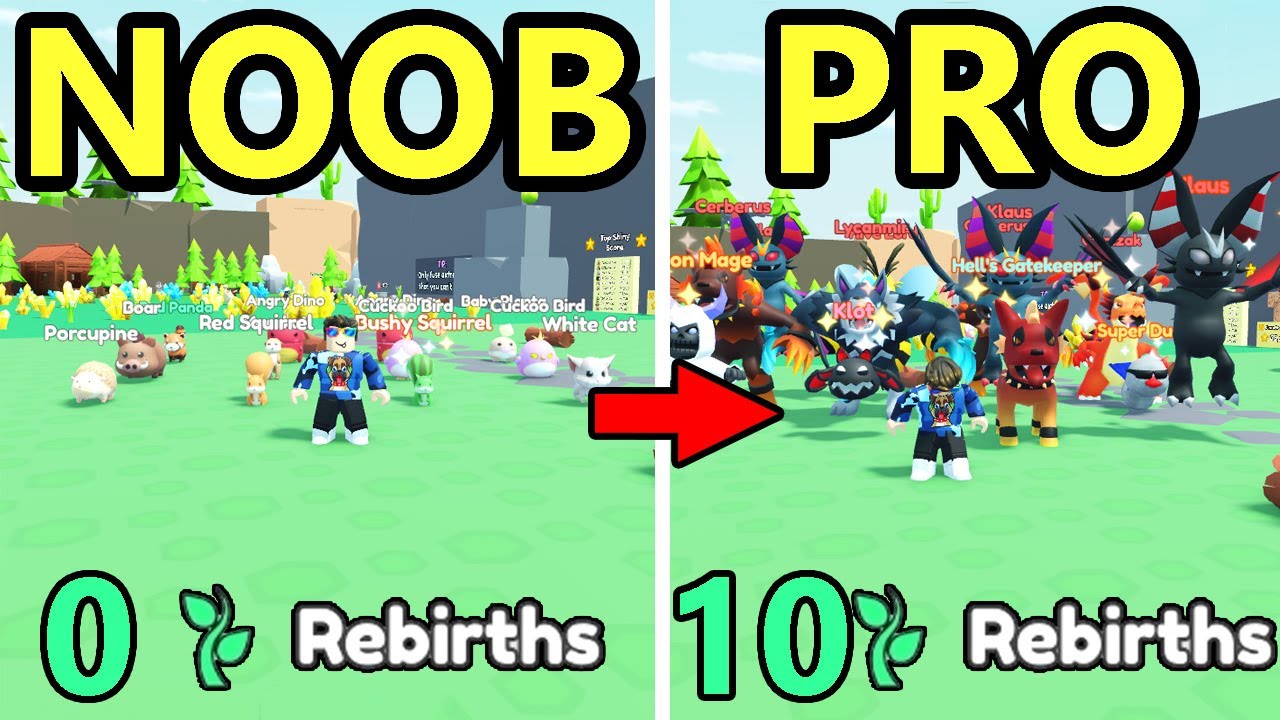 0 Rebirths Noob To 10 Rebirths Pro In Roblox Collect All Pets!