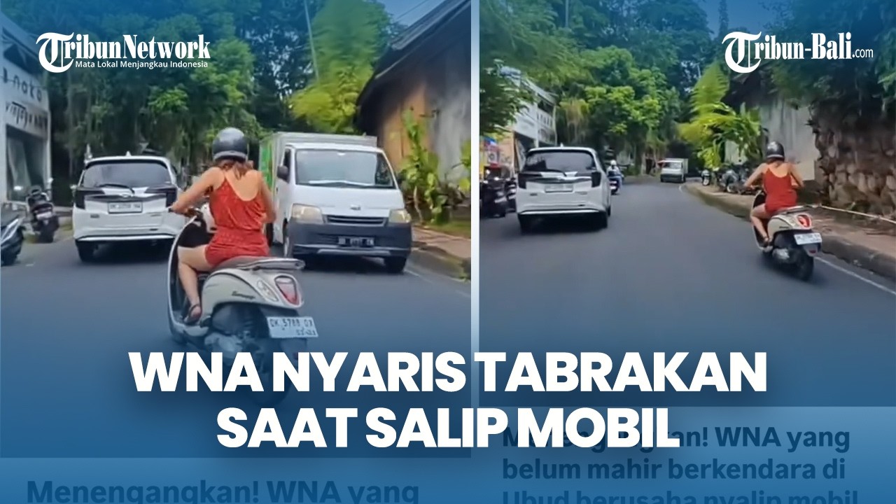 Viral! Aksi Berbahaya WNA di Jalan Sempit Ubud, Nyaris Tabrakan Saat Salip Mobil