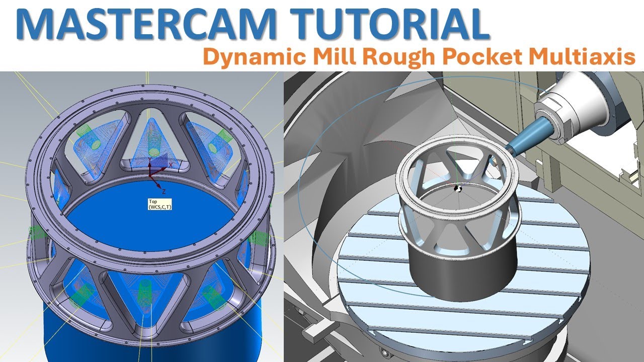 MasterCAM Tutorial 150 | Dynamic Mill Pocket Multiaxis Toollpath with Mill 5 Axis HMC
