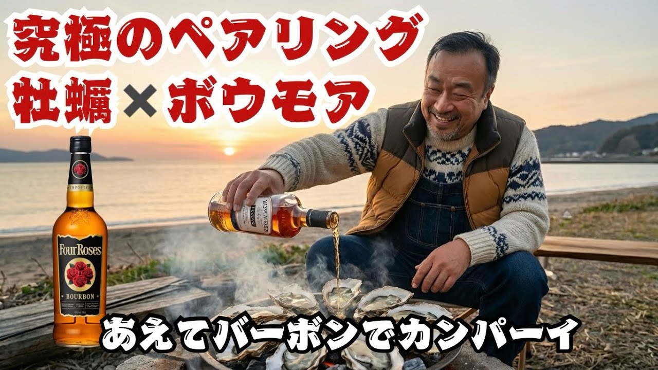 ボウモア12年   かけて　蒸し牡蠣　フォアローゼスブラック　で　カンパーイ　