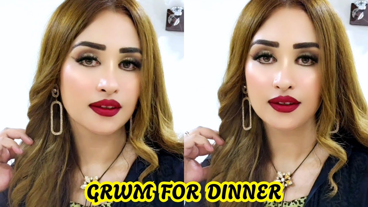 Get Ready With Me For Dinner | Evening Glam Makeup | Bold Red Lips 