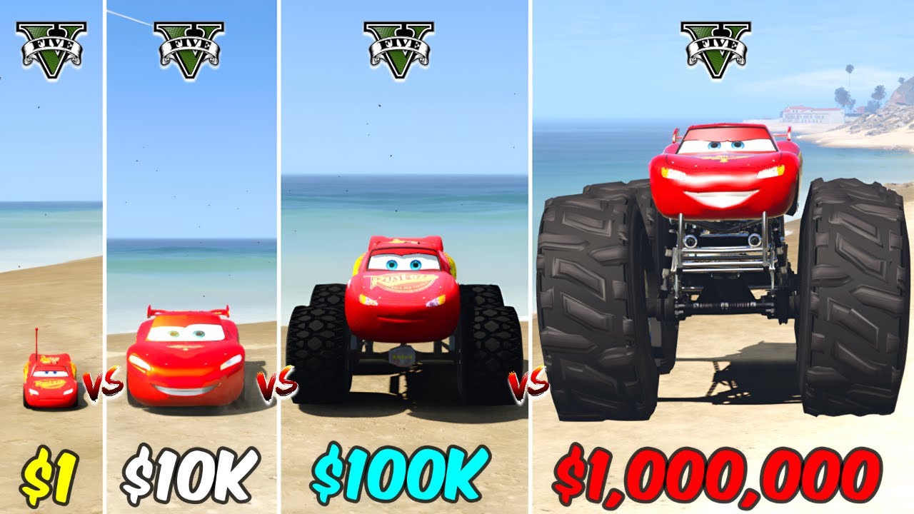 GTA 5 $1 vs $1,000,000 LIGHTNING MCQUEEN CAR MONSTER TRUCK