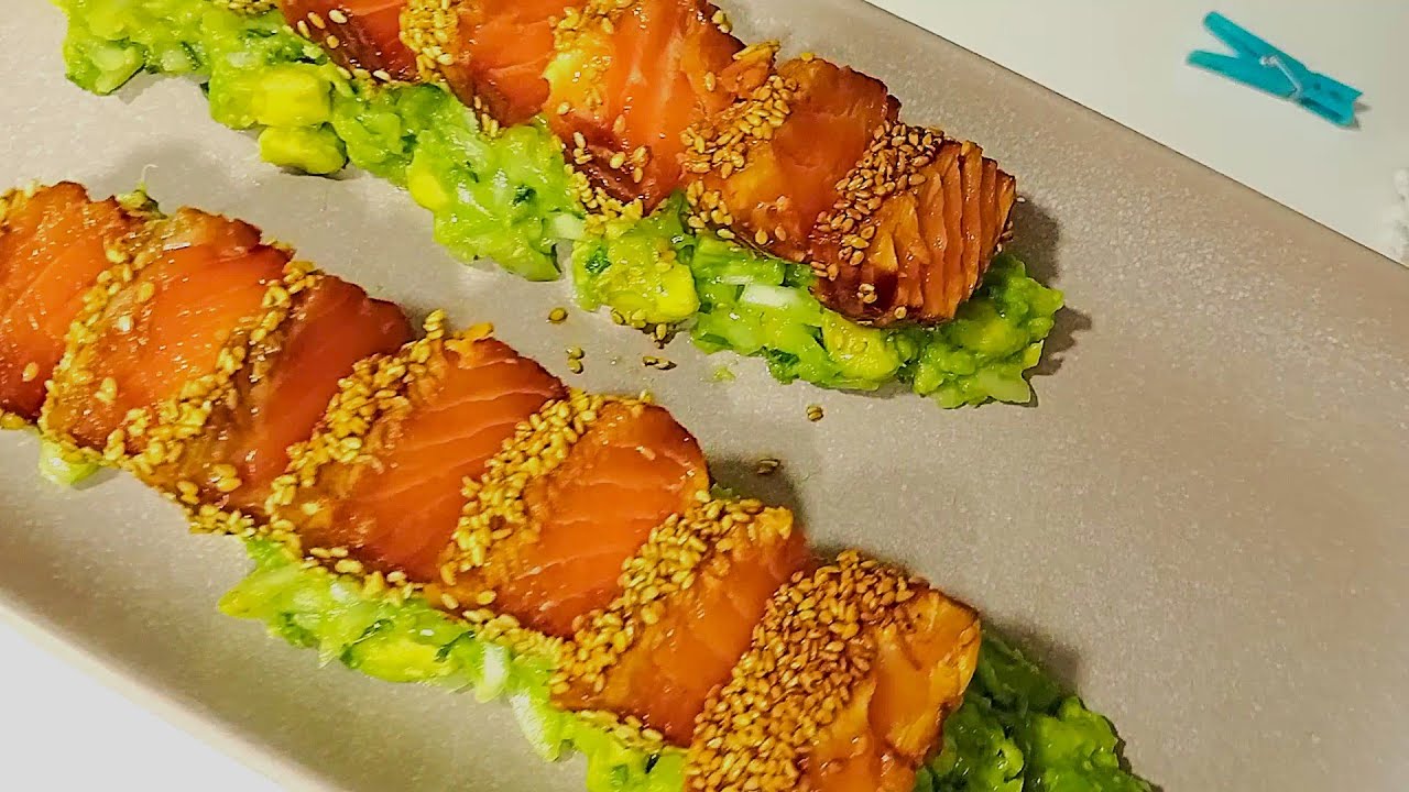 En un rato, tienes este TATAKI de SALMÓN EXQUISITO!!!