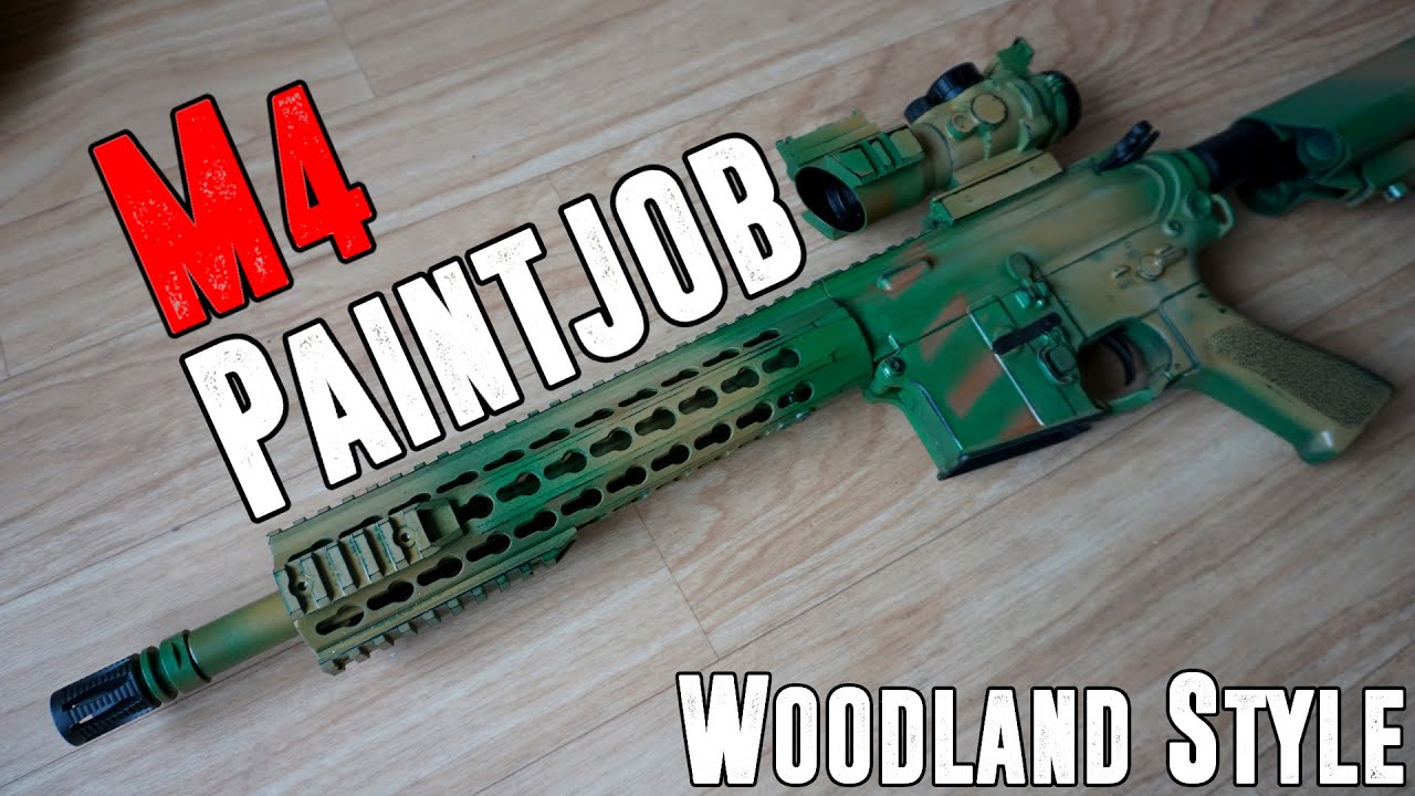 Airsoft M4 Paintjob im Woodland-Style! | Airsoft DIY Paintjob
