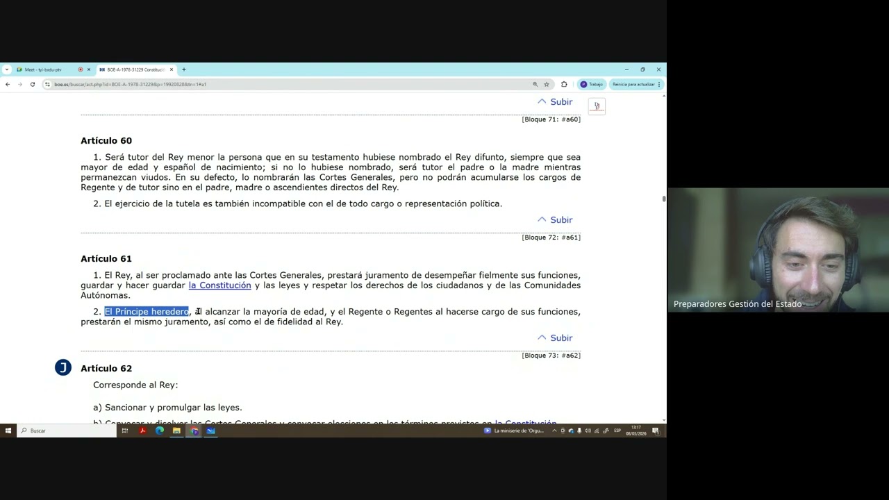 La Corona en la Constitución | Temario completo para el examen GACE