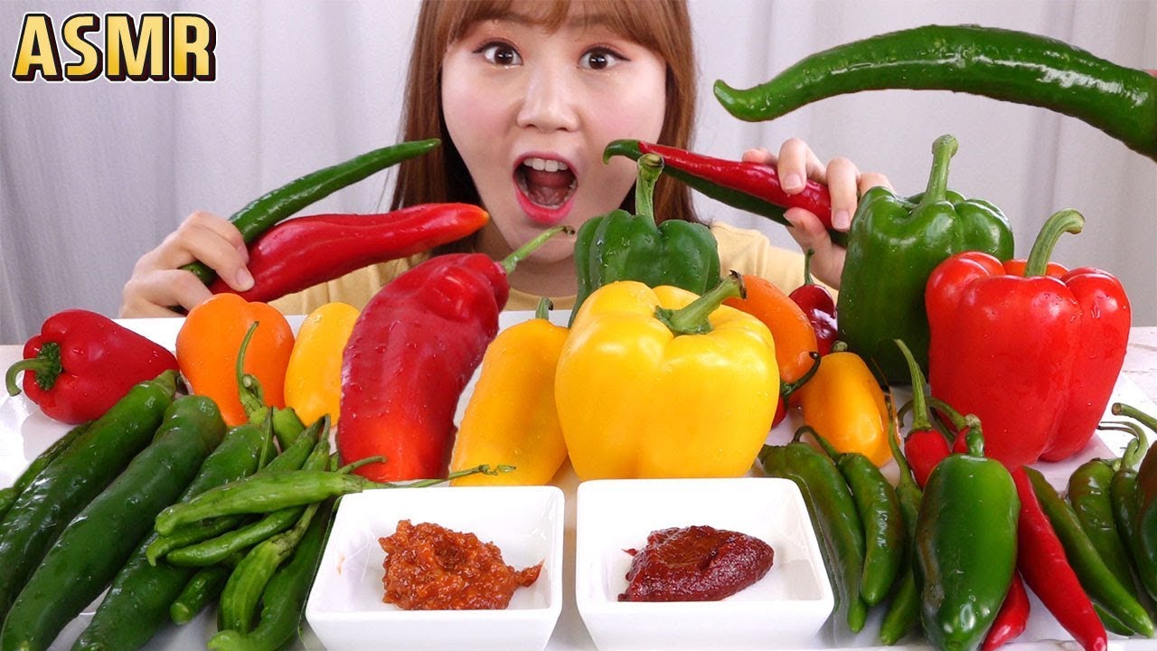 ASMR Mukbang｜오이고추, 파프리카, 할라피뇨 등등 ASMR스러운 여러가지 고추 먹방!