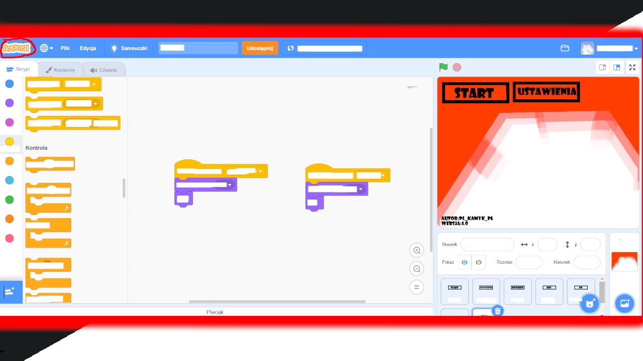 jak zrobić menu w Scratchu