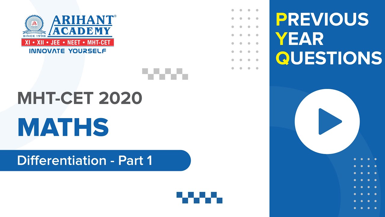 Previous Year Questions (PYQs) - MHT-CET 2020 - Maths - Differentiation - Part I