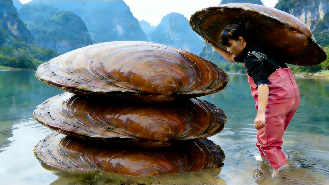 Another day for girls to harvest high-quality river clams and beautiful pearls