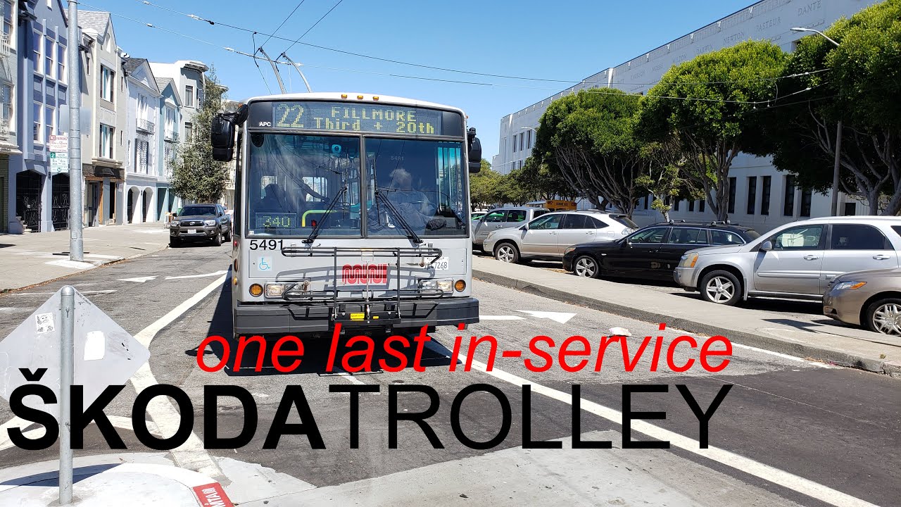 One last in-service Škoda - San Francisco MUNI 2002 ETI/Škoda 14TrSF trolleybus No. 5491 on line 22