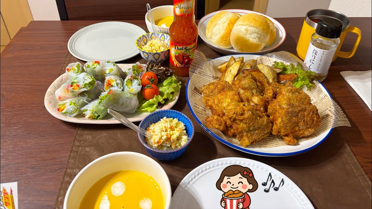 2025年11月7日　ケンタッキーの再現レシピでつくるフライドチキン､コールスローの夕ごはん。