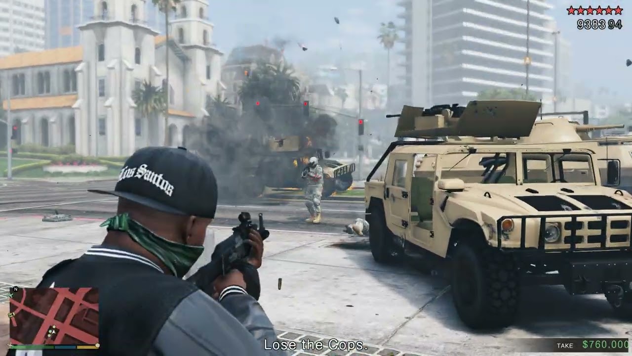 GTA 5 - Franklin & Lamar Fleeca Bank Heist + 10 Star Wanted Level Escape (RDE 4.1.2)