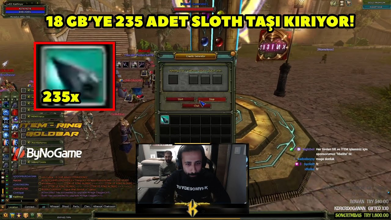 Kaithnys - (Agartha) 18 GB'ye 235 Adet Fragment OF Sloth Taşı Kırdırıyor ! Knight Online