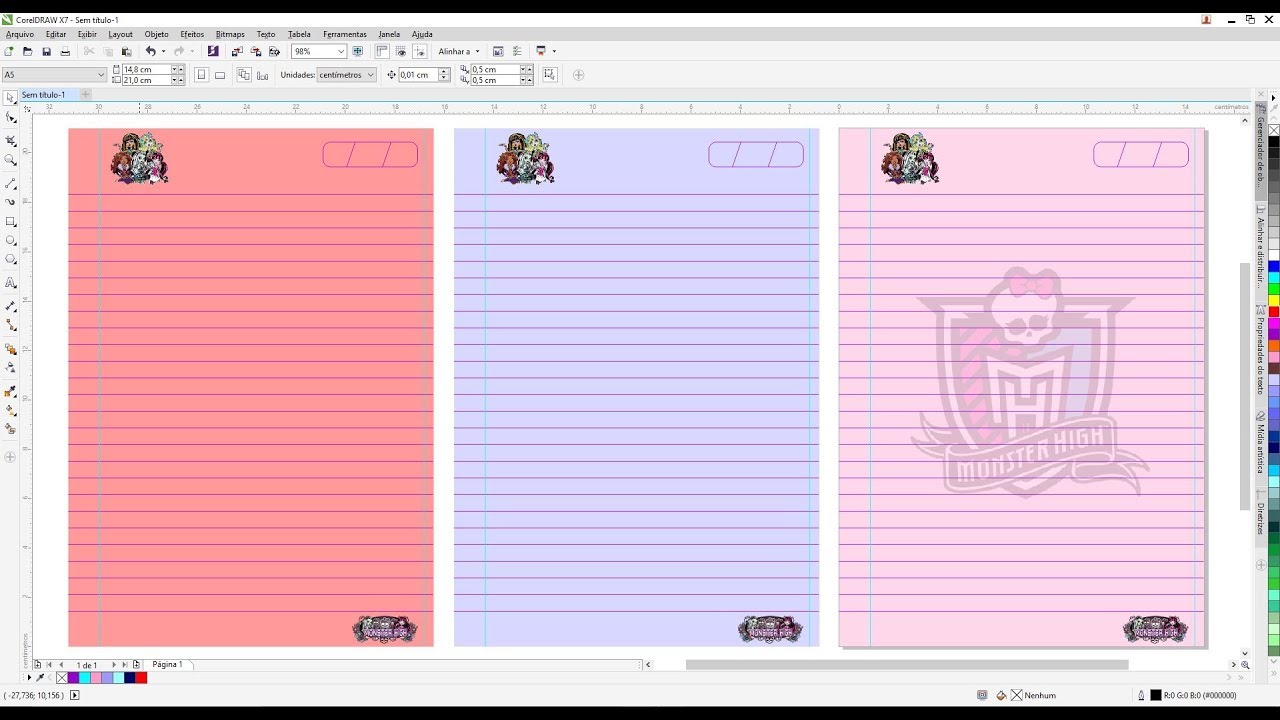 Corel Draw Tutorial Criando Folha de Caderno Monster High